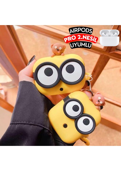 Pro 2.nesil Uyumlu Ayıcıklı Iki Gözlü Minyon Figürlü Koruyucu ve Darbe Emici Silikon Kulaklık Kılıfı modelleri
