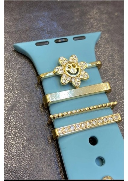 Charm 20 mm / 22 mm Silikon ve Apple Watch Silikon Kordonlar Için Uyumlu Kordon Süsü Gülen Ayçiçek