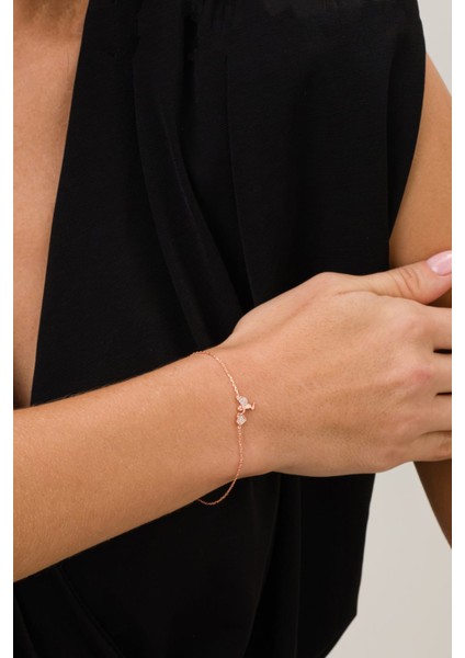 Zirkon Taşlı Rose Aşk Meleği Eros Minimal Gümüş Bileklik fiyatları