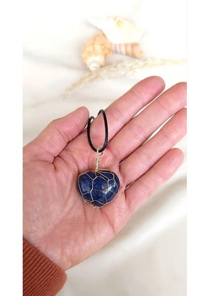 Kolye Kalp Doğal Taş El Işi Tel Sarma Tasarım Çakra Charm Takı Kadın Kız Örgü fiyatları