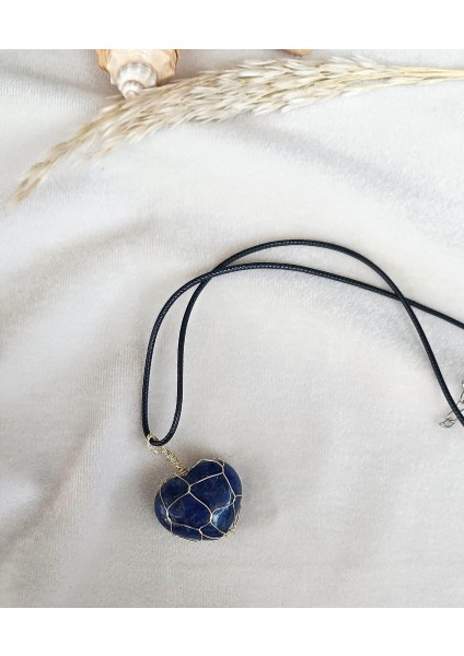 Kolye Kalp Doğal Taş El Işi Tel Sarma Tasarım Çakra Charm Takı Kadın Kız Örgü indirimleri