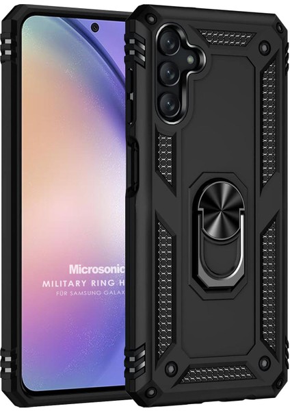 Samsung Galaxy A25 Kılıf Military Ring Holder Siyah