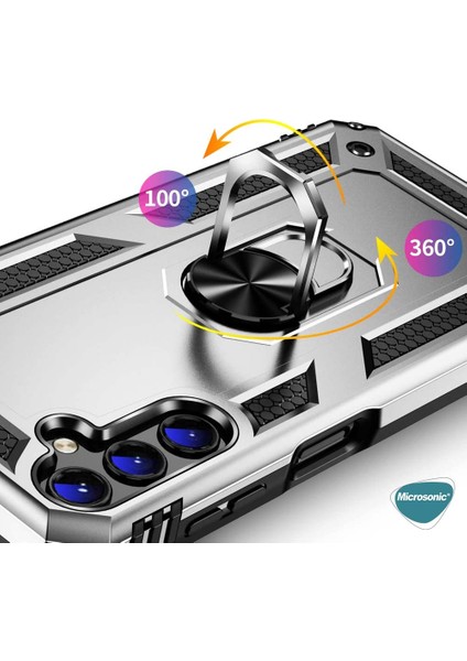 Samsung Galaxy A25 Kılıf Military Ring Holder Siyah