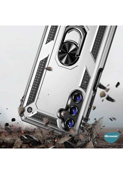 Samsung Galaxy A25 Kılıf Military Ring Holder Siyah