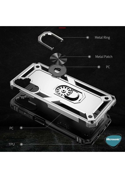 Samsung Galaxy A25 Kılıf Military Ring Holder Siyah