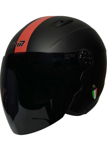 601 Mat Siyah-Kırmızı Kask (Siyah Camlı)