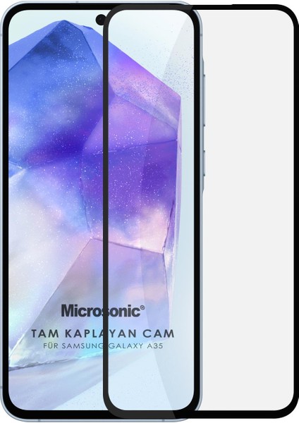 Samsung Galaxy A35 Tam Kaplayan Temperli Cam Ekran Koruyucu Siyah