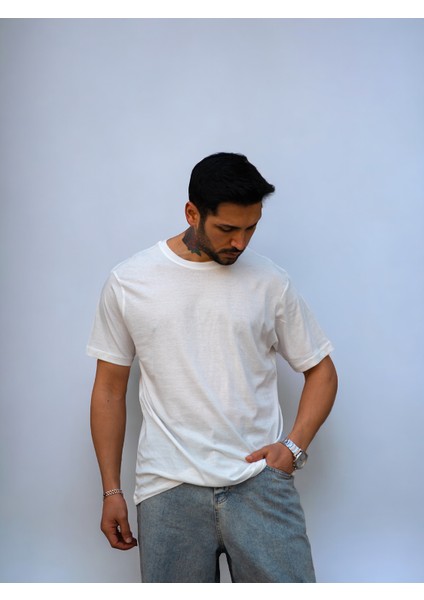 Beyaz Basic Oversize Tişört