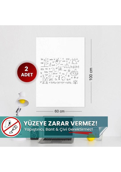 Pi Papers Akıllı Kağıt - 60x100 Cm Beyaz, 2 Adet Pratik, Yapışkansız Tutunan, Inovatif Yazı Tahtası Ve Pano