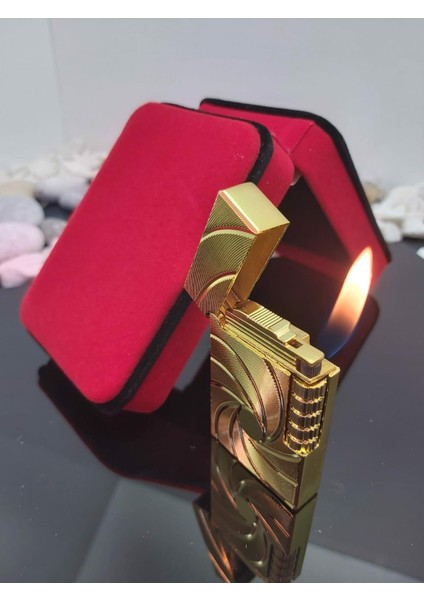Gold Dupont Tarz Yandan Çarklı Gazlı Çakmak