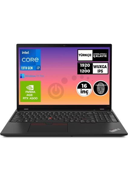 Mws Thinkpad P16S Gen 2 Intel Core I7-1360P 32GB 2tb SSD 4gb Rtx A500 16" Wuxga Windows 11 Pro Taşınabilir Iş Istasyonu 21HK004BTX 001