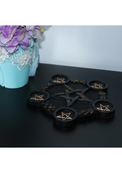 Pentacle Candle Tutucu Pentagram Şamdan Masası Dekoratif Centerpieces Siyah Bakır (Yurt Dışından)