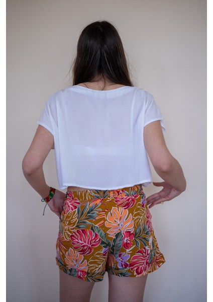 Desenli Bohem Kadın Şort Hardal fırsatları