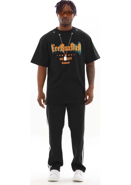 Unisex Oversize Kolye Dahil T-Shirt - Siyah modelleri