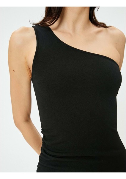 Tek Omuz Elbise Mini Slim Fit - Koton - 4SAK80055EK - Siyah - Xs