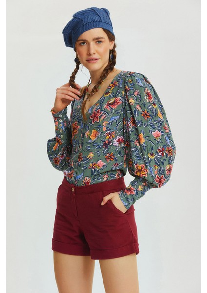 Bohem Tarz Kışlık Pamuklu Şort Bordo