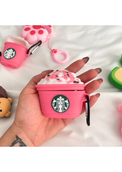 Pro 2.Nesil Uyumlu Pembe Starbucks Kılıf ve Anc Delikli Yedek Silikon Kulaklık Uçları (S,M,L) fiyatları