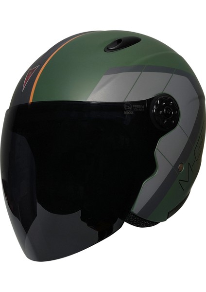 601 Cargo Mat Yeşil Kask (Siyah Camlı)