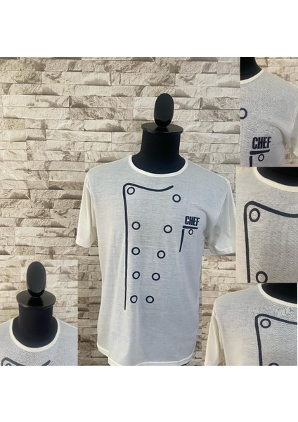 Şeker Kasar Beyaz Aşçı Baskı Logolu Penye Tişört ( Tiş-S 10014)