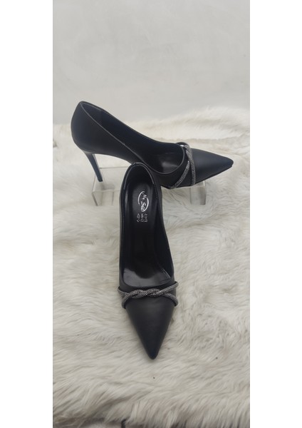 Çiğdem Siyah Önü Taşlı Stiletto (My Stls1) - Siyah - 38 - ST02588-13108