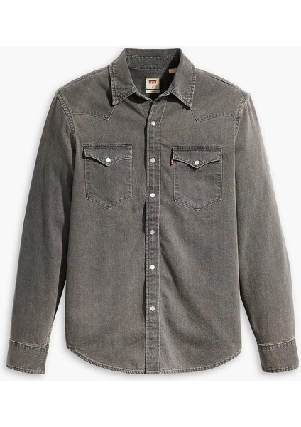 Erkek Gri Denim Kot Gömlek 85745-0148 modelleri