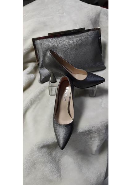 Çiğdem Gri Parlak Kadeh Ökçe Stiletto (Enz) - Gri - 38 - ST02657-13500