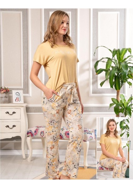 5850 Pudra Desenli Viskon Spor Pijama Tk fiyatları