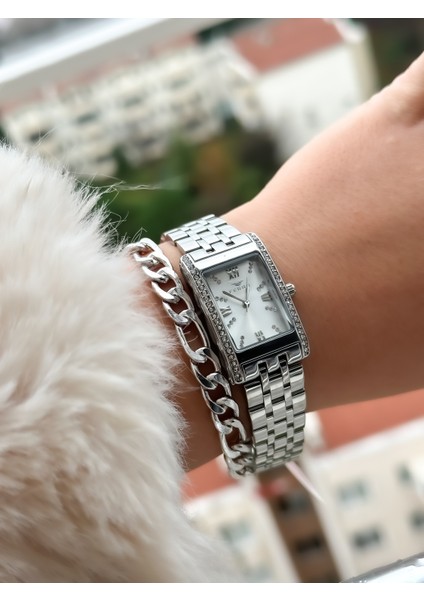 Marka Yeni Sezon Gümüş Renk, Çelik Hasır Kordon, Kutusunda Kadın Kol Saati+Bileklik fiyatları