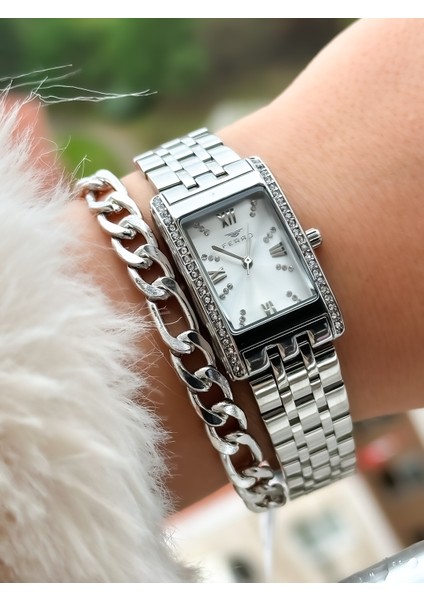 Marka Yeni Sezon Gümüş Renk, Çelik Hasır Kordon, Kutusunda Kadın Kol Saati+Bileklik indirimleri