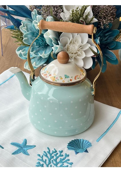 Emaye Yeşil Puantiye Ketlle