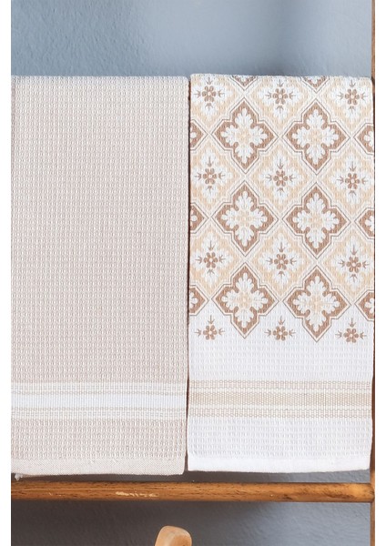 Geometrik Baskılı 6'lı Pike Havlu Seti | El ve Kurulama Havlusu | 40X70 cm