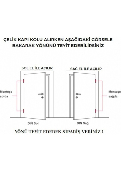 Osmanlı Lux Nikel Saten Çelik Kapı Yale Kapı Kolu Sol Basar Tek Yön