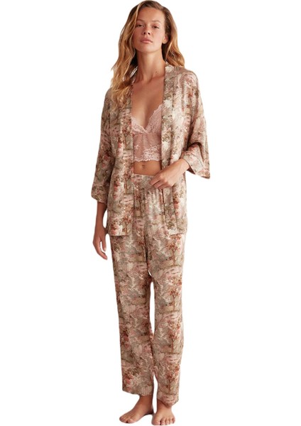 Kadın Pembe 3'Lü Pijama Takım 2506