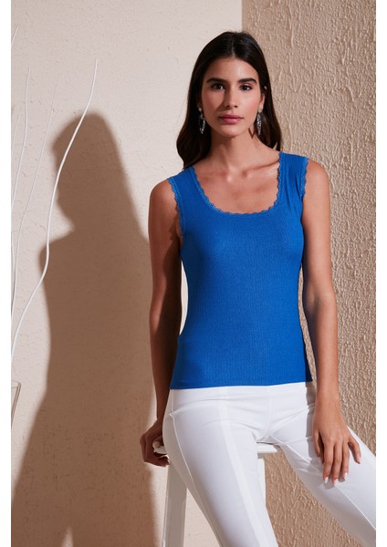 Slim Fit Kalın Askılı Dantelli Kare Yaka Bürümcük Atlet Kadın Atlet 5864979 fiyatları