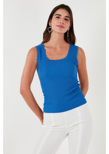 Slim Fit Kalın Askılı Dantelli Kare Yaka Bürümcük Atlet Kadın Atlet 5864979 modelleri