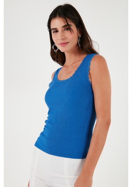 Slim Fit Kalın Askılı Dantelli Kare Yaka Bürümcük Atlet Kadın Atlet 5864979 fırsatları