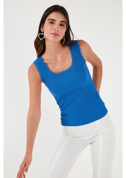 Slim Fit Kalın Askılı Dantelli Kare Yaka Bürümcük Atlet Kadın Atlet 5864979 indirimleri