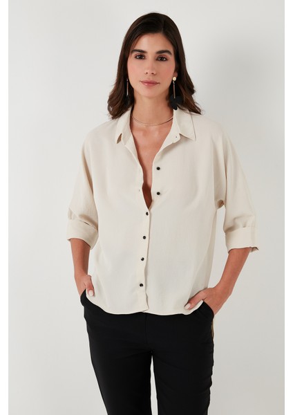 Relaxed Fit Truvakar Kollu Arkası Uzun Gömlek Bayan Gömlek 67033392S4 modelleri