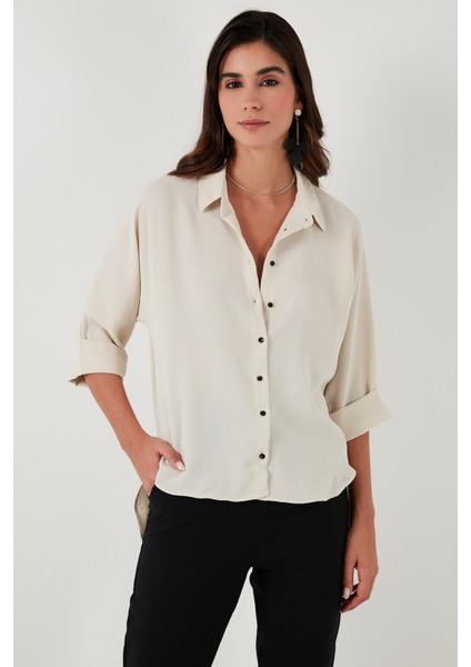 Relaxed Fit Truvakar Kollu Arkası Uzun Gömlek Bayan Gömlek 67033392S4 fırsatları