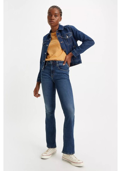 725 Streç Pamuklu Yüksek Bel Slim Bootcut Jeans Bayan Kot Pantolon 18759