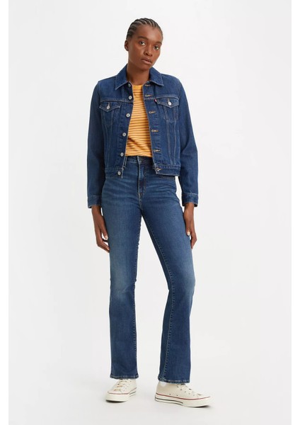 725 Streç Pamuklu Yüksek Bel Slim Bootcut Jeans Bayan Kot Pantolon 18759