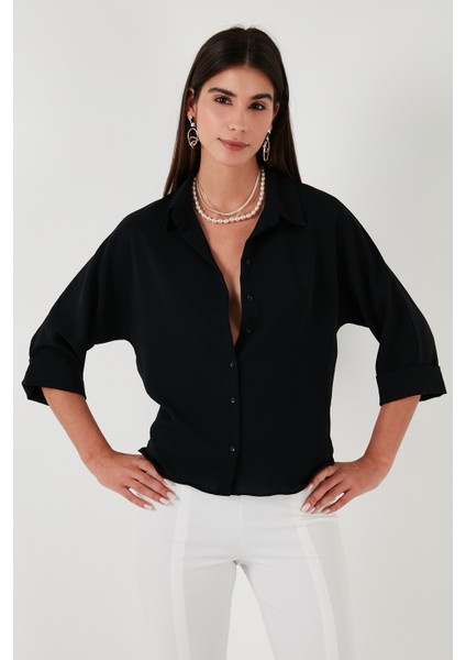 Relaxed Fit Truvakar Kollu Arkası Uzun Gömlek Bayan Gömlek 67033392S4