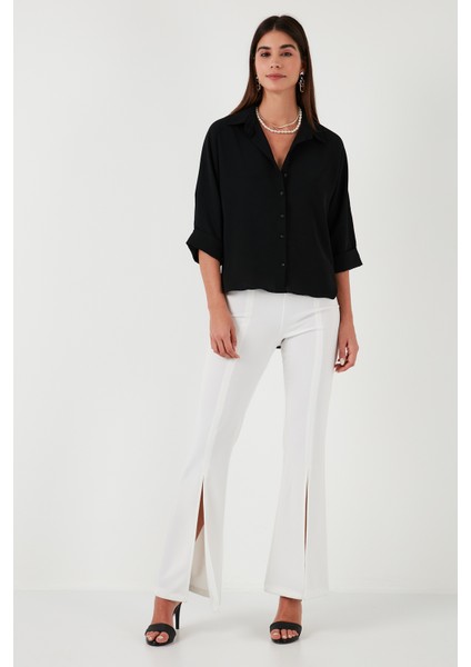 Relaxed Fit Truvakar Kollu Arkası Uzun Gömlek Bayan Gömlek 67033392S4