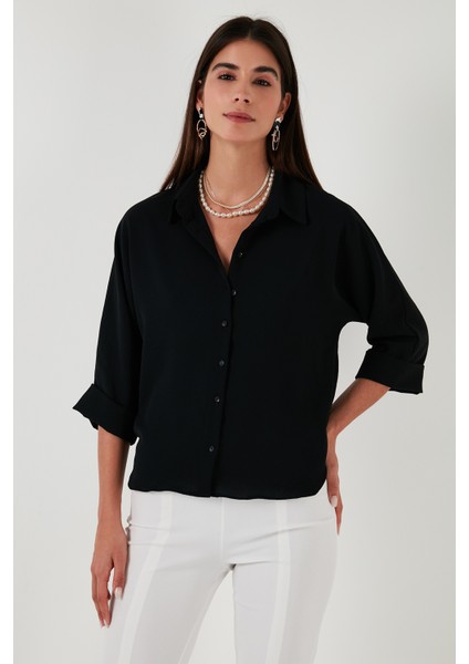 Relaxed Fit Truvakar Kollu Arkası Uzun Gömlek Bayan Gömlek 67033392S4