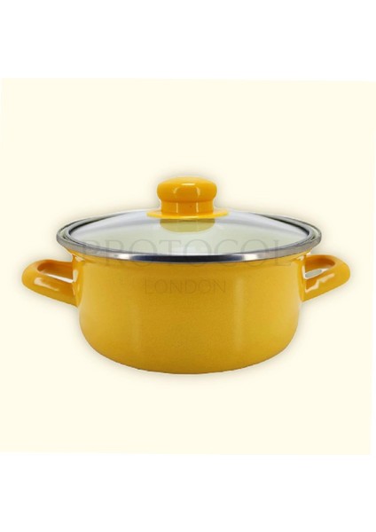 12/14/16 cm Mini Emaye Tencere Seti - Sarı