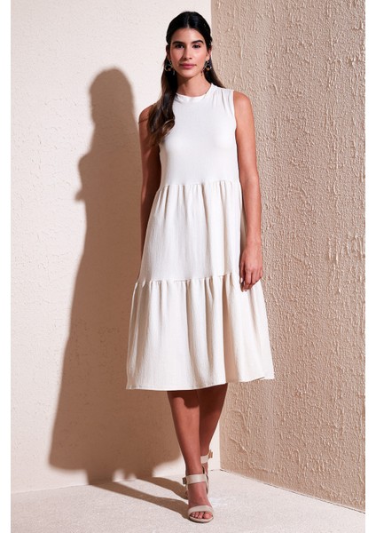 Regular Fit Kolsuz Midi Elbise Kadın Elbise 5865658