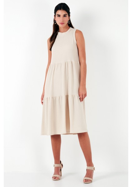 Regular Fit Kolsuz Midi Elbise Kadın Elbise 5865658