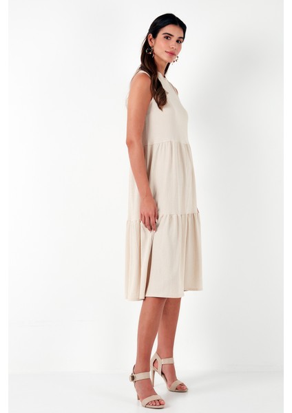Regular Fit Kolsuz Midi Elbise Kadın Elbise 5865658