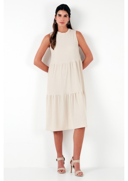 Regular Fit Kolsuz Midi Elbise Kadın Elbise 5865658