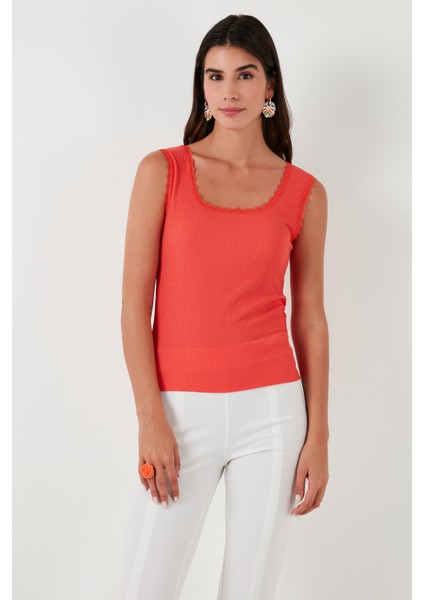 Slim Fit Kalın Askılı Dantelli Kare Yaka Bürümcük Atlet Kadın Atlet 5864979